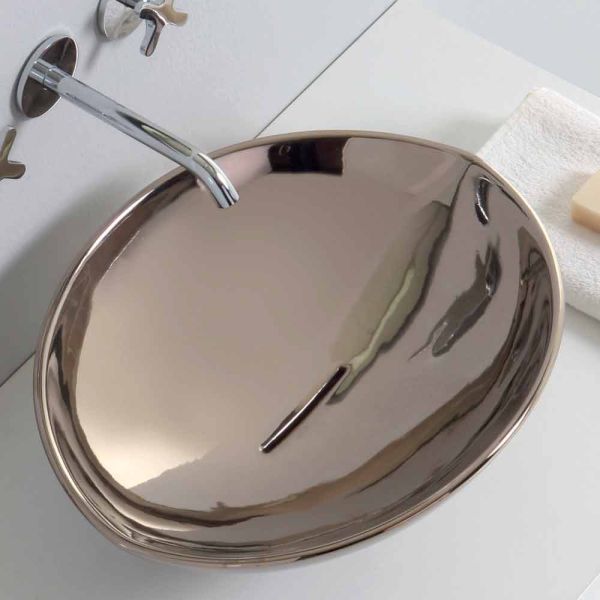 Modernes aufsatzwaschbecken aus platin-keramik, hergestellt in italien