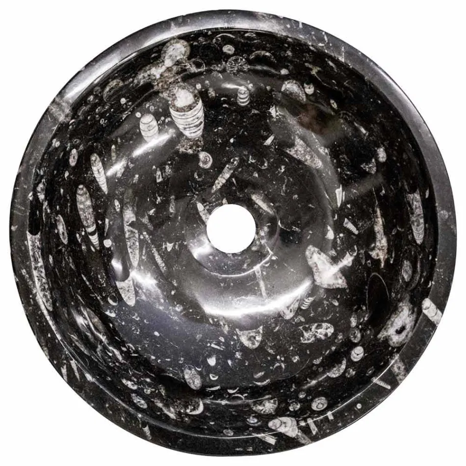 Modernes Aufsatzwaschbecken aus Marmor mit Fossilien - Mesagne Viadurini