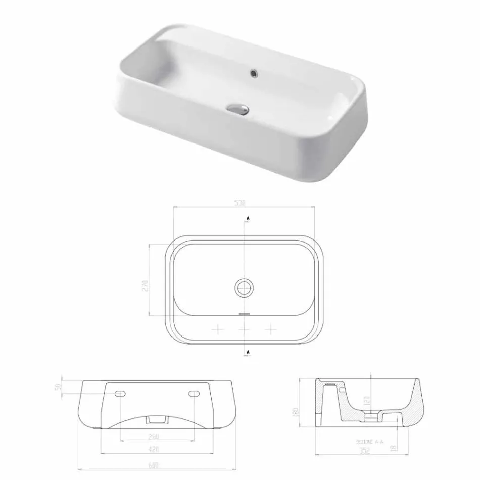 Modernes Aufsatzwaschbecken aus farbiger Keramik von Oliena Viadurini