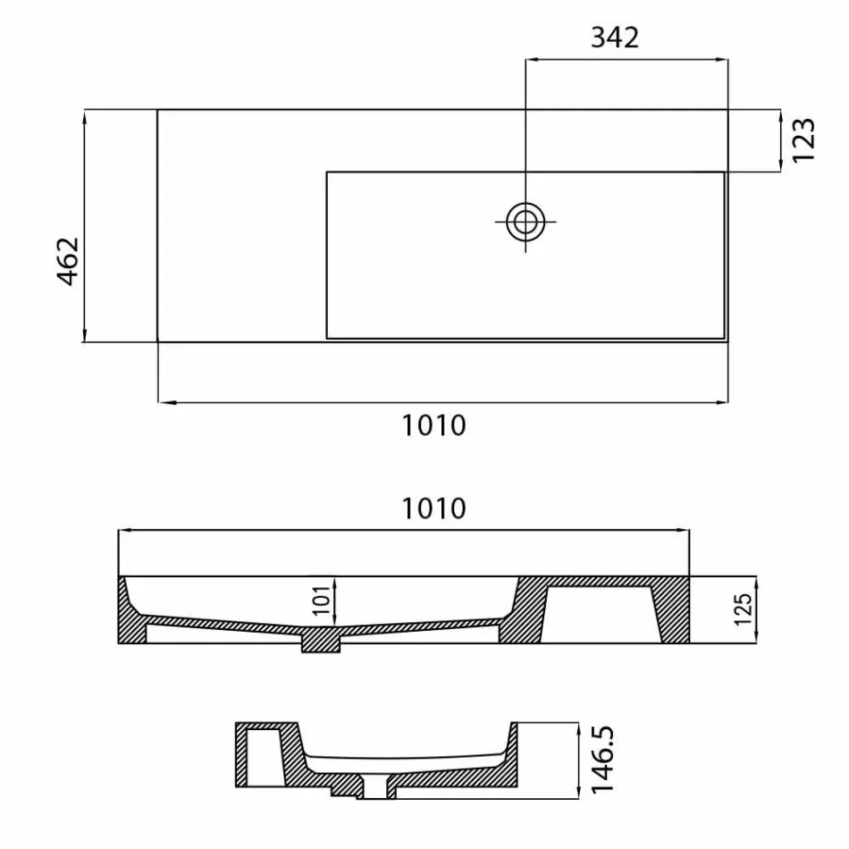 Aufsatz- oder Wandwaschbecken mit einem Loch in Leivi Ceramic Viadurini