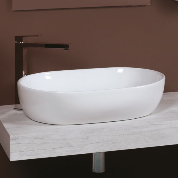 Ovales aufsatzwaschbecken aus weißer keramik im modernen design - papavero