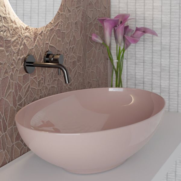 Ovales aufsatzwaschbecken aus glänzender keramik l 50 cm made in italy - ferry