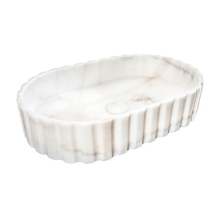 Ovales Aufsatzwaschbecken für das Badezimmer aus weißem Marmor – Cunzit Viadurini