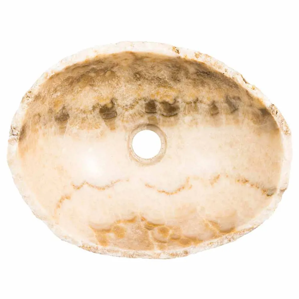 Handgearbeitetes Aufsatzwaschbecken aus Onyxstein - Barolo Viadurini