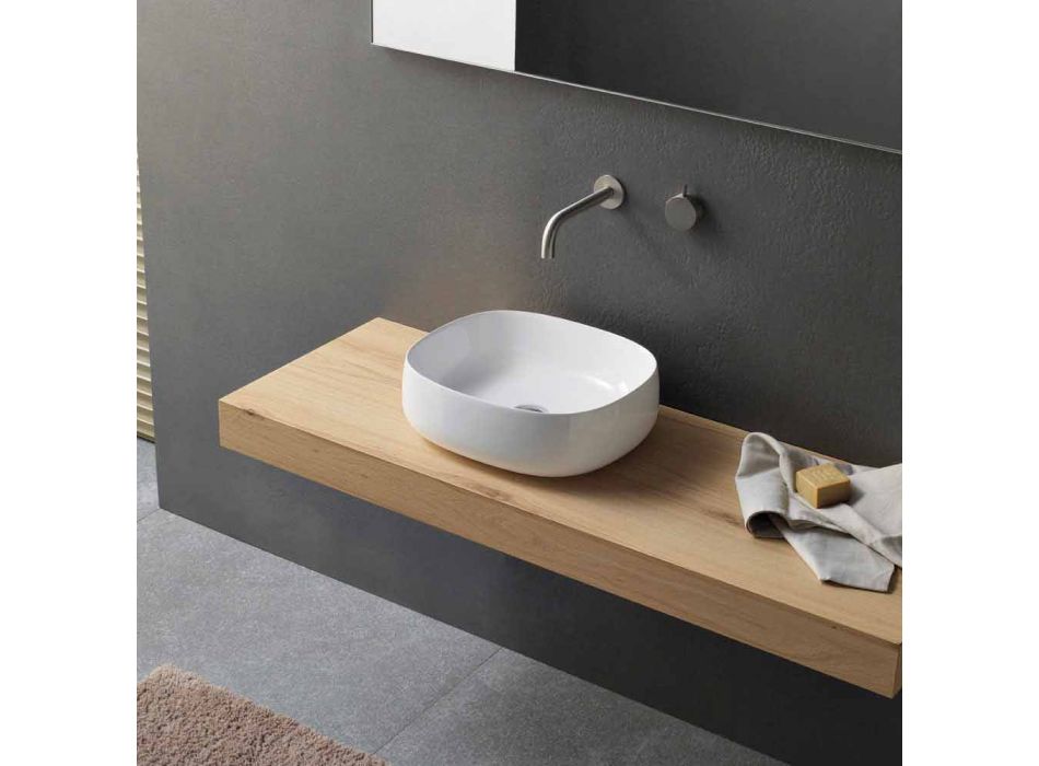 Arbeitsplatte Waschbecken in weißer Keramik Modern Oval Design - Tune3 Viadurini
