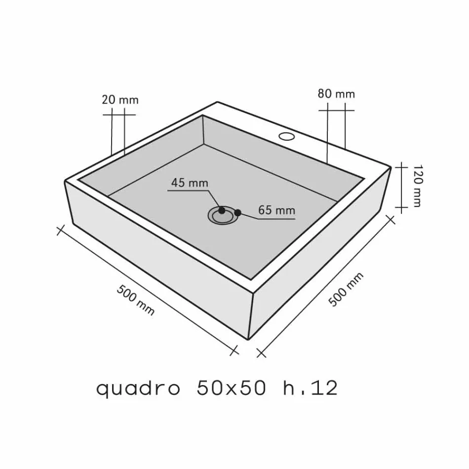 Arbeitsplatte Unterstützung Quadratisch in basaltschwarz Ban Viadurini