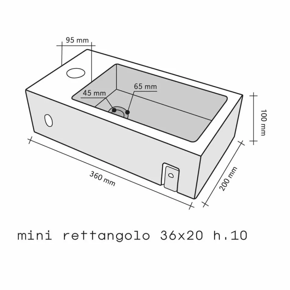 Arbeitsplatte rechteckig Unterstützung in basaltschwarz Beli Viadurini
