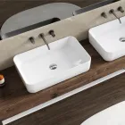 Aster Rechteckiges Keramik-Aufsatzwaschbecken im modernen Design Viadurini