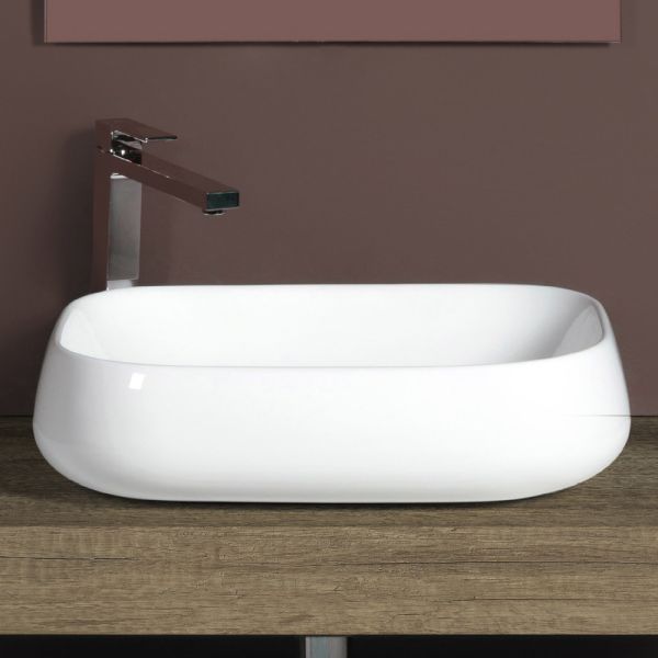 Rechteckiges keramik-aufsatzwaschbecken im modernen design - papavero