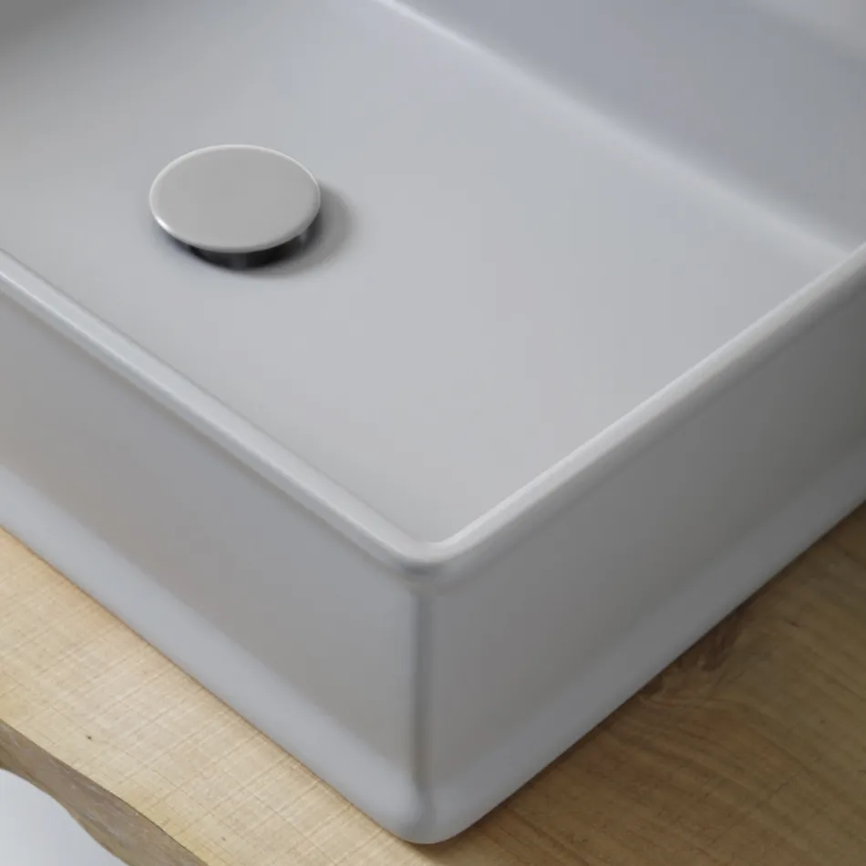 Rechteckiges Aufsatzwaschbecken aus matter Keramik Made in Italy - Debora Viadurini