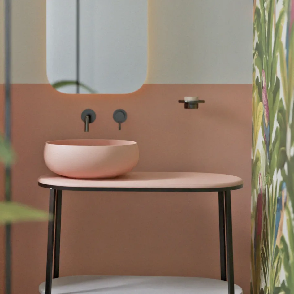 Rundes Aufsatzwaschbecken aus farbiger Keramik, hergestellt in Italien – Schüssel Viadurini