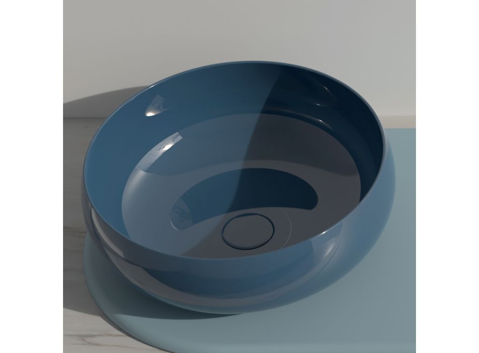 Rundes Aufsatzwaschbecken aus farbiger Keramik, hergestellt in Italien – Schüssel Viadurini
