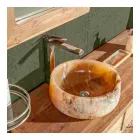 Rundes Waschtisch mit Arbeitsplatte aus reinem Onyx Einzigartiges Design - Ramiro Viadurini