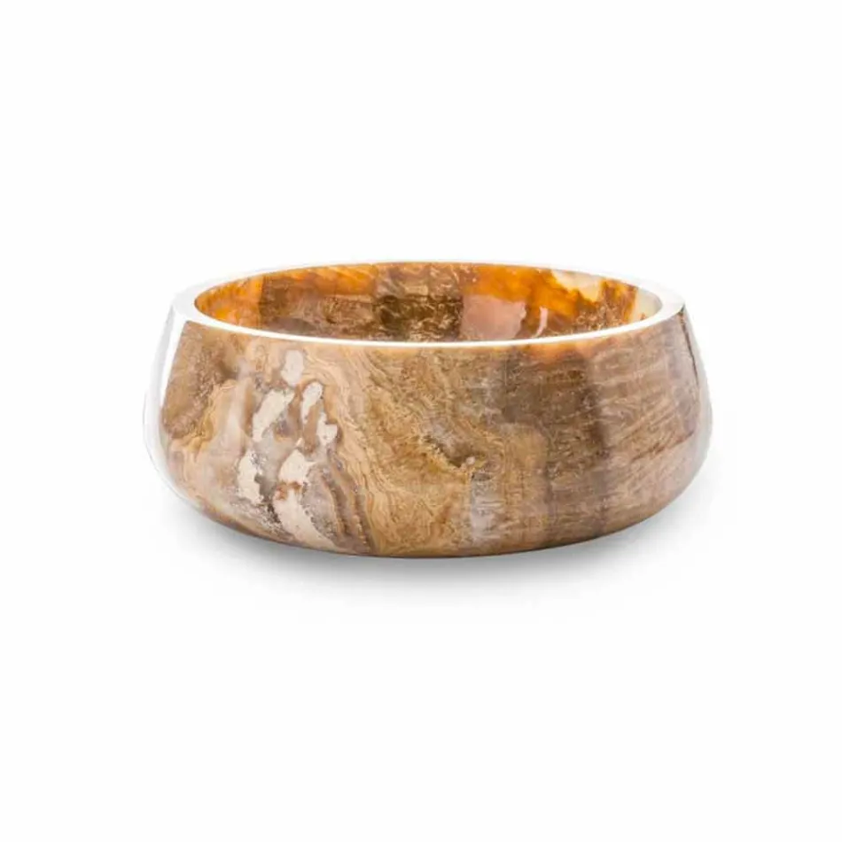 Rundes Waschtisch mit Arbeitsplatte aus reinem Onyx Einzigartiges Design - Ramiro Viadurini