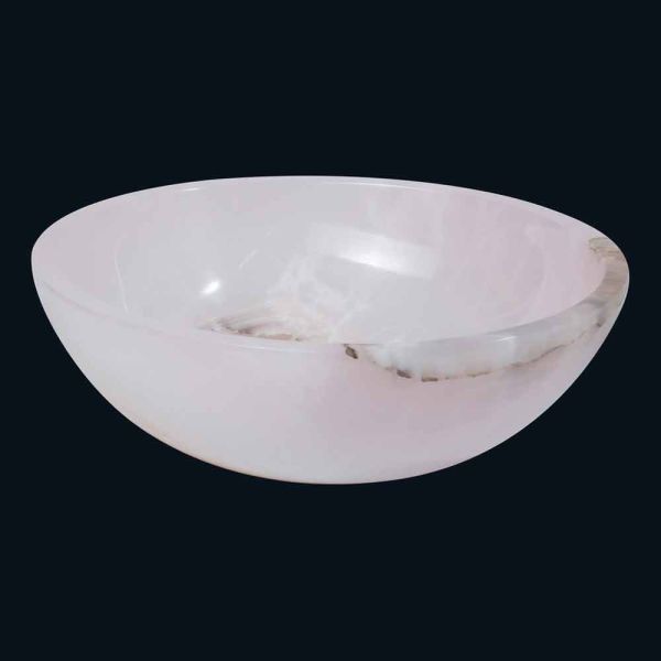 Rundes design-aufsatzwaschbecken aus rosa onyx atreo, einzelstück