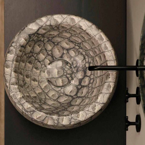 Rundes aufsatzwaschbecken, keramik, kaiman, design made in italy elisa
