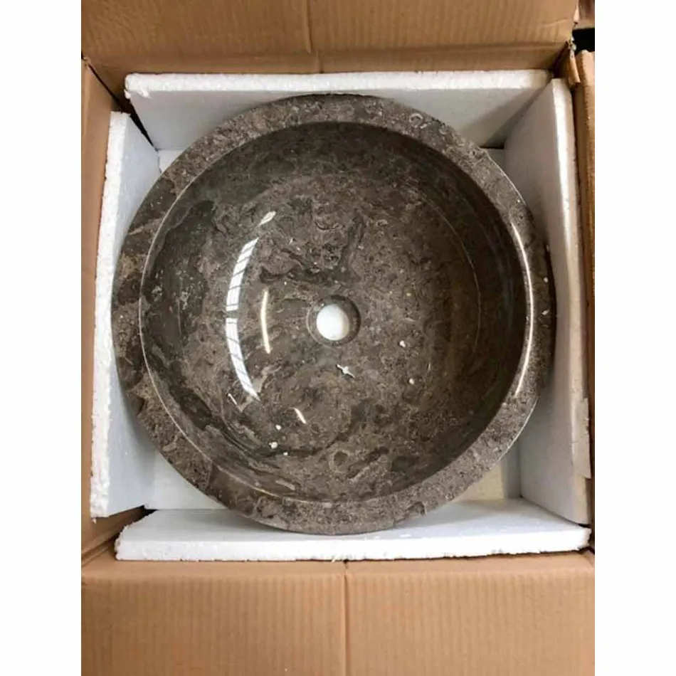 Runde graue Arbeitsplatte mit Nusa poliert außen Viadurini