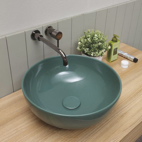 Rundes aufsatzwaschbecken aus glänzender keramik l 40 made in italy - chicco