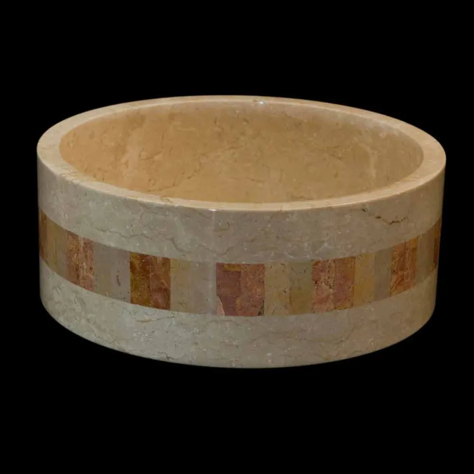 aus runden Waschbecken aus Naturstein Clio Weiß Viadurini