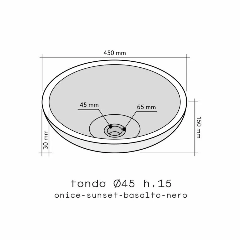 Rundes Aufsatzwaschbecken aus Naturstein Kari Viadurini