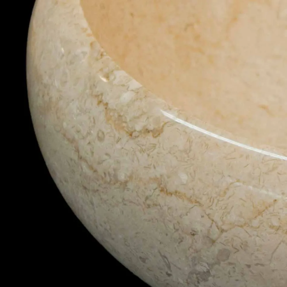 aus runden Waschbecken aus Naturstein Layla Weiß Viadurini