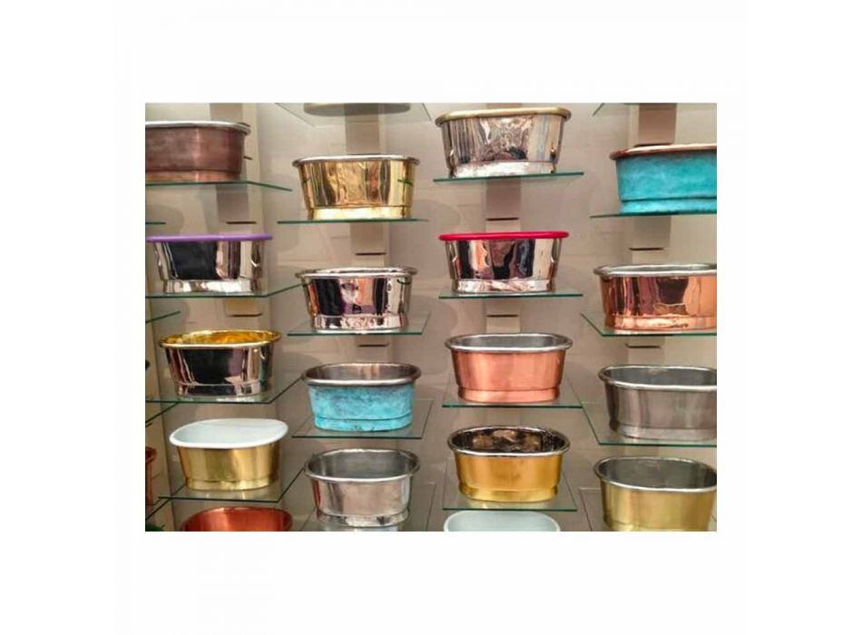 Rundes Aufsatzwaschbecken aus Kupfer, handgefertigt, Ania Viadurini