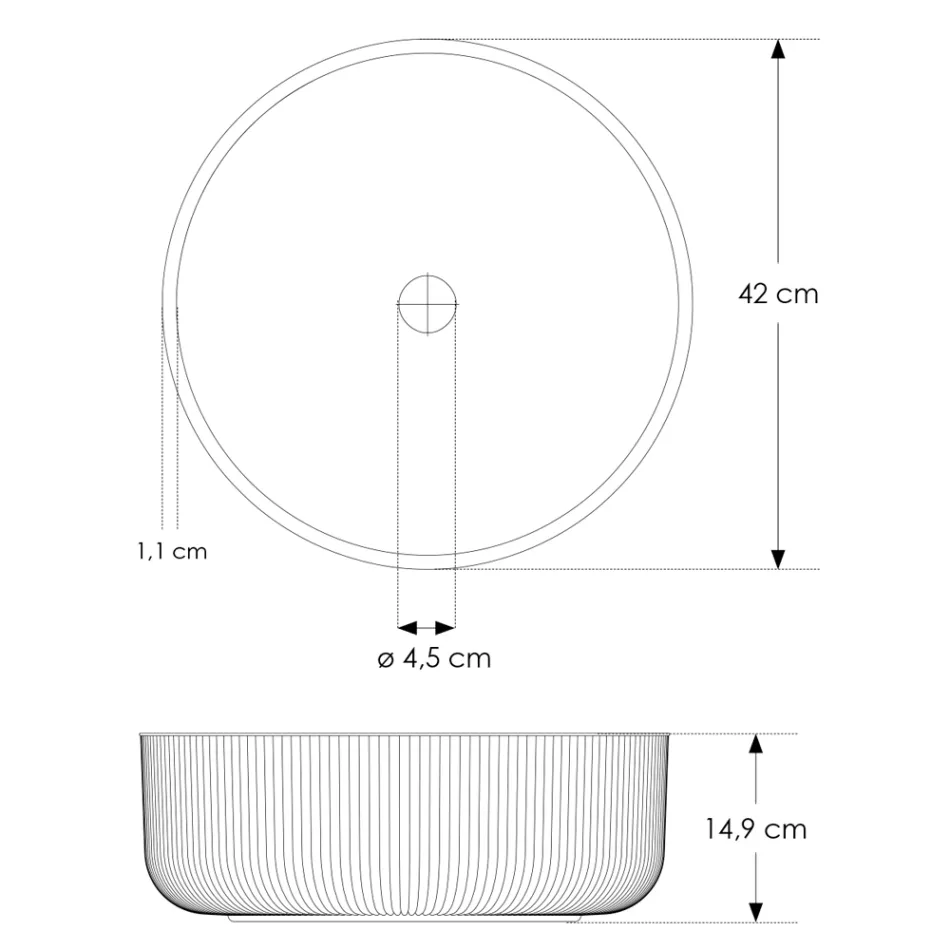 Rundes Aufsatzwaschbecken aus venezianischem Plissè-Glas, hergestellt in Italien – Zirkon Viadurini