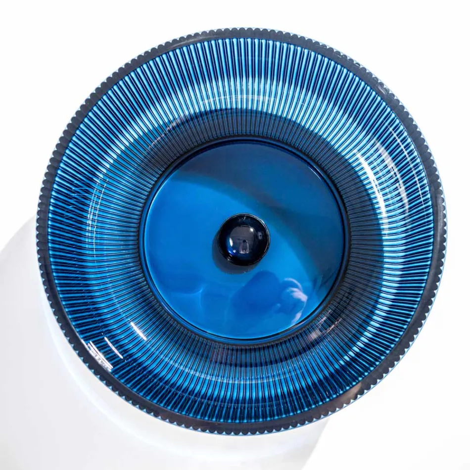 Rundes Aufsatzwaschbecken aus venezianischem Plissè-Glas, hergestellt in Italien – Zirkon Viadurini