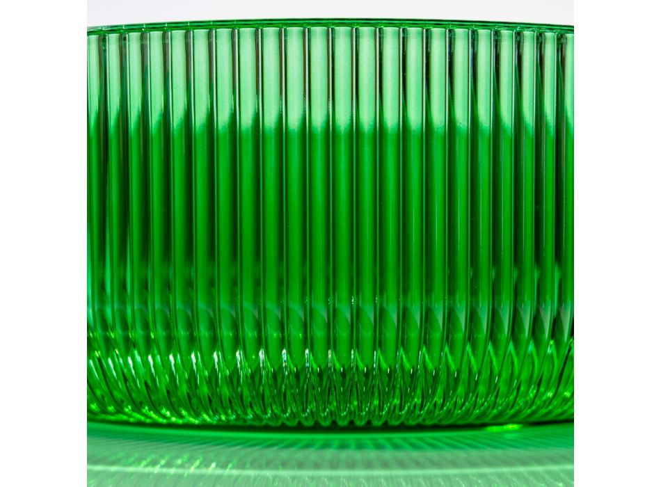 Rundes Aufsatzwaschbecken aus venezianischem Plissè-Glas, hergestellt in Italien – Zirkon Viadurini