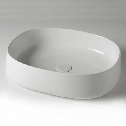 Ovale Arbeitsplatte Badezimmer Waschbecken L 50 cm in Keramik Made in Italy - Cordino Viadurini