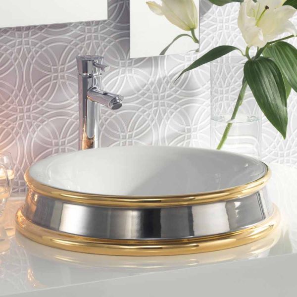 Halbeinbauwaschbecken design aus fire clay made in italy, manilo