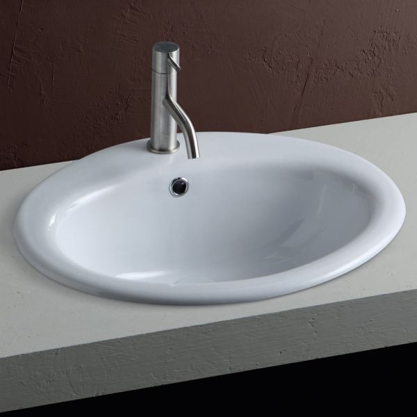Klassisches design: weißes keramik-aufsatzwaschbecken - papavero