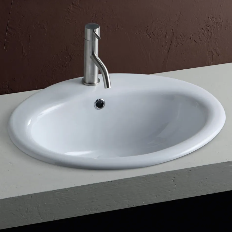 Modernes Design: Weißes Keramik-Aufsatzwaschbecken - Papavero Viadurini