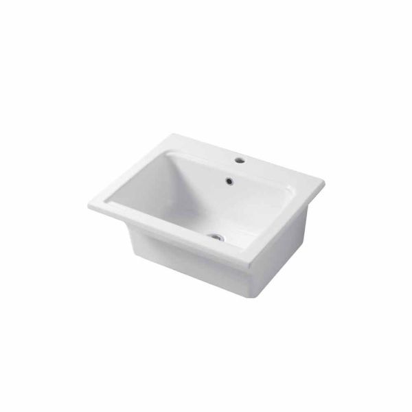 Waschtisch und wandeinsatz in modernem design aus keramik satri
