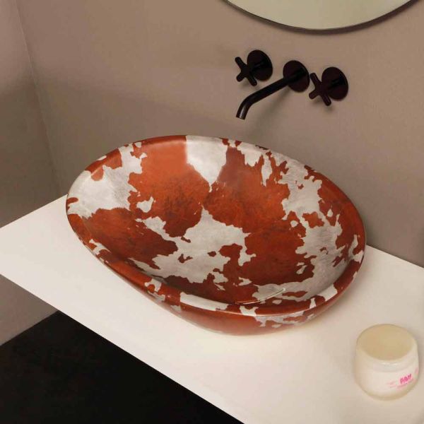 Design aufsatzwaschbecken, keramik, gescheckt, made in italy glossy