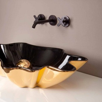 Designer-Waschbecken Keramik schwarz und gold in Italien Rayan gemacht