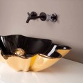 Design Aufsatzwaschbecken aus schwarzer/golfarbener Keramik Rayan