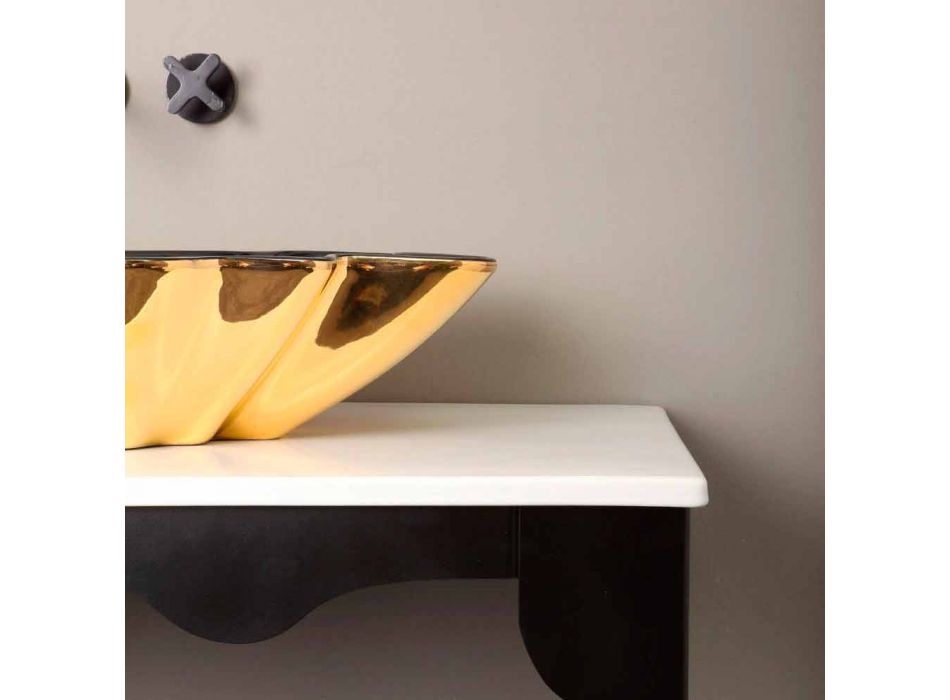 Designer-Waschbecken Keramik schwarz und gold in Italien Rayan gemacht