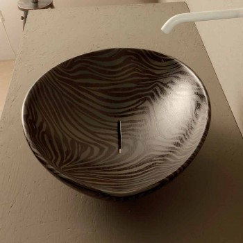 Schwarz Keramik Zebra Design Arbeitsplatte Waschbecken in Italien Tiere gemacht
