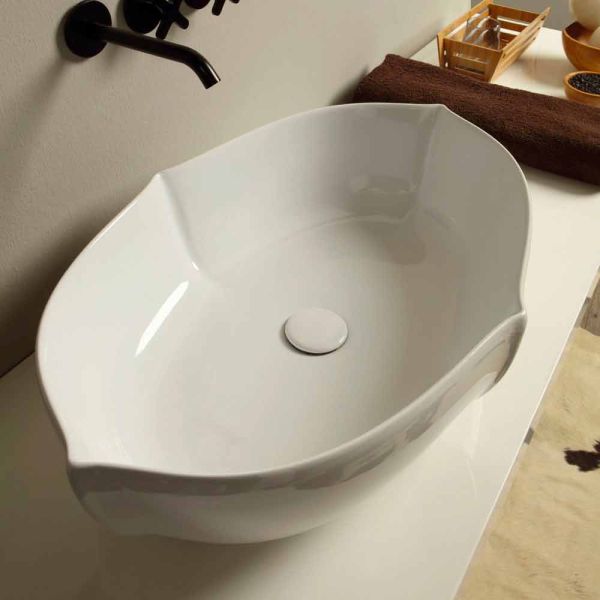 Weißes aufstatzwaschbecken aus keramik made in italy design oscar