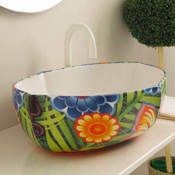 Aufsatzwaschbecken aus gezeichneter keramik made in italy oscar design