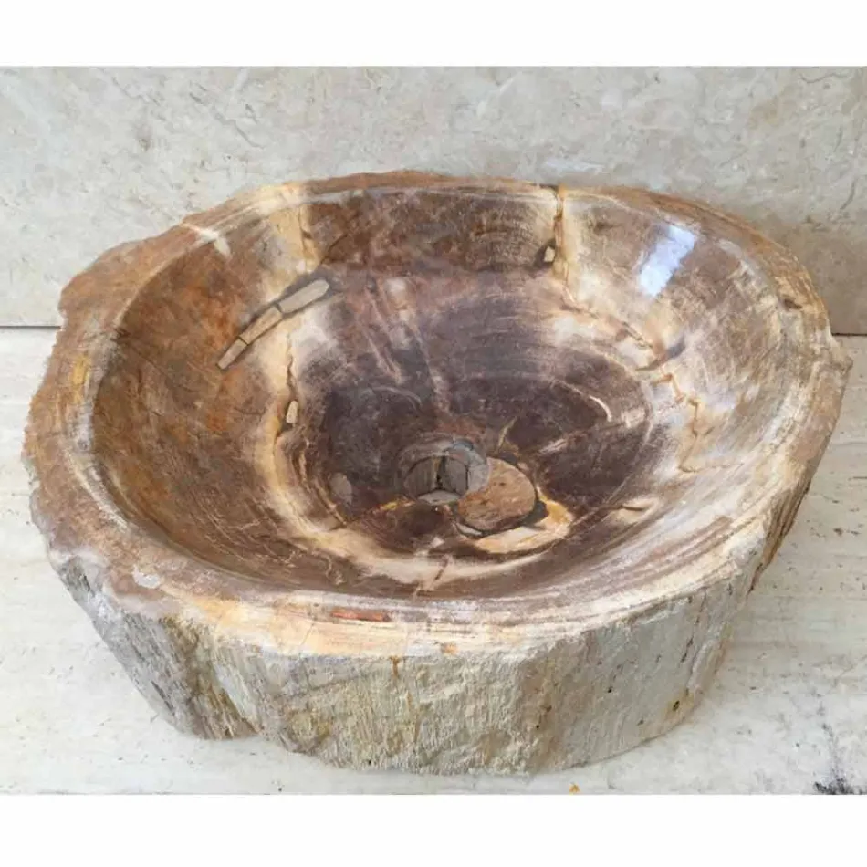 Handgefertigte Designspüle in Star Big fossil wood Viadurini