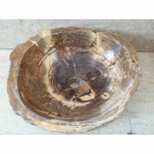 Badezimmer aufsatzwaschbecken aus versteinertem holz star big, handgefertigt