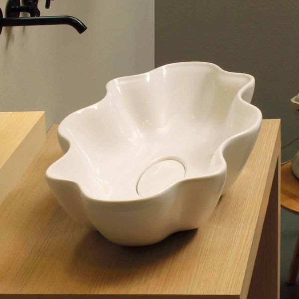 Aufsatzwaschbecken modernes design, weiße keramik made in italy cubo