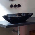 Modernes Design Aufsatzwaschbecken, schwarze Keramik made Italy Rayan