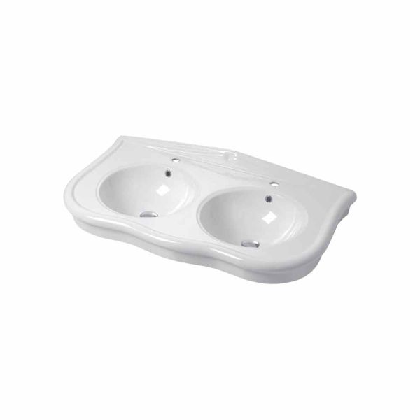 Modernes doppelwaschbecken oder wandwaschbecken aus keramik avise