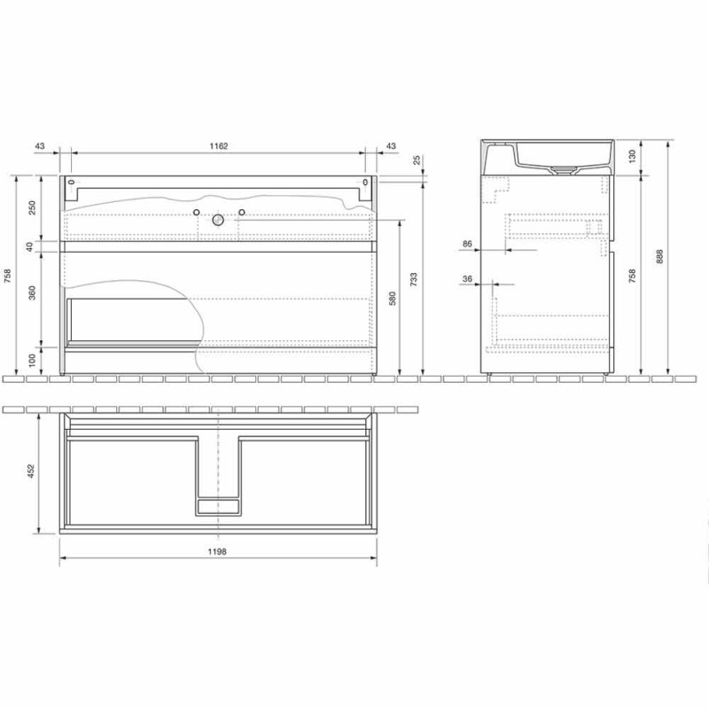 Doppelter Badezimmerschrank Integrierter moderner Design-Boden