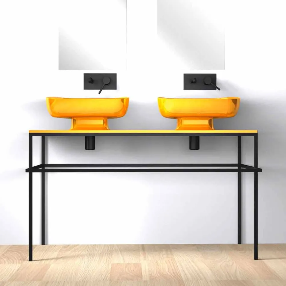 Modernes Doppelwaschbecken aus Keramik made in Italy, Reale Viadurini