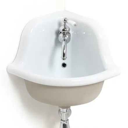 Freistehendes Eckwaschbecken aus moderner farbiger Keramik 42 cm - Angelino Viadurini