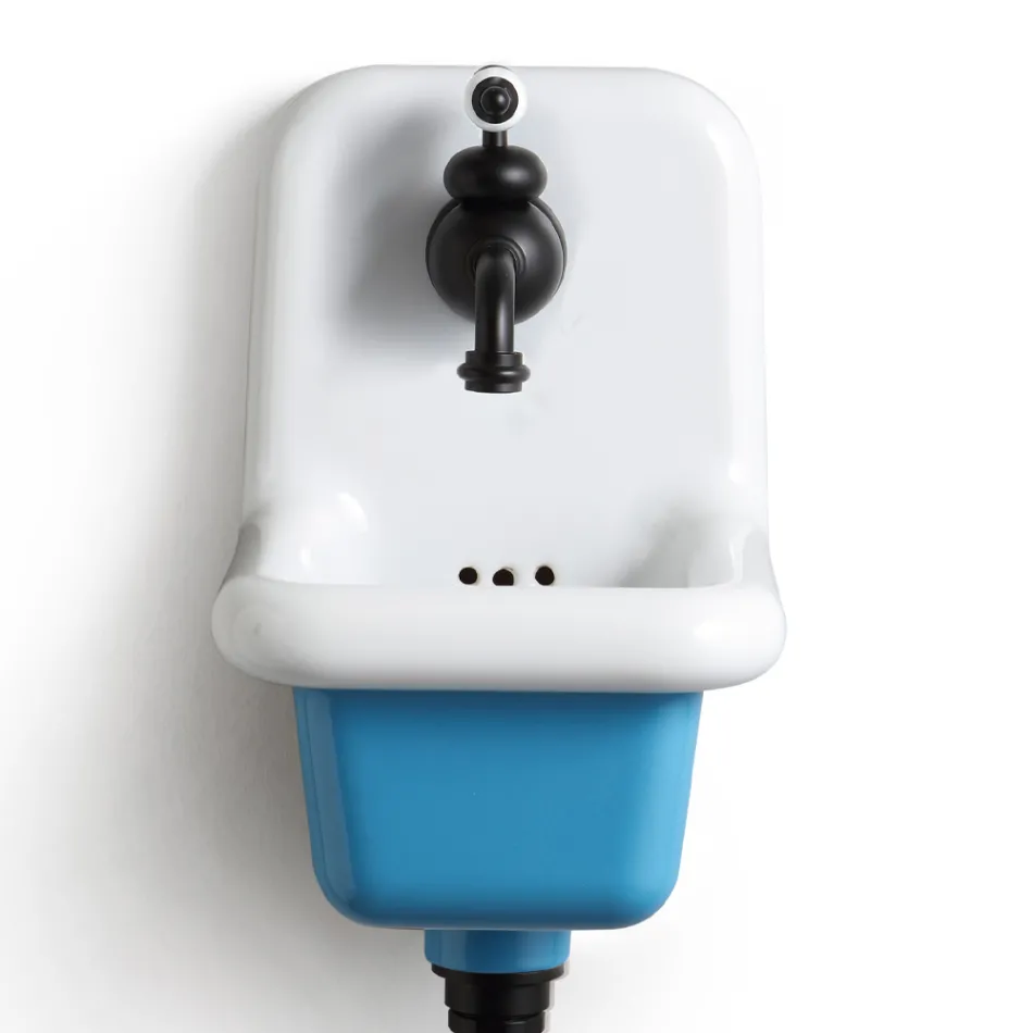 Freistehendes Badezimmerwaschbecken aus weißer und farbiger Keramik 26 cm - Jordan Viadurini